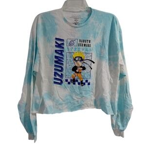 Naruto Uzumaki Shippuden Tie Dye Long Sleeve Cropped Shirt Womens XL